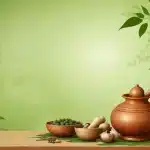 table with green background with bowls ayurvedic medicine 6751 70 1